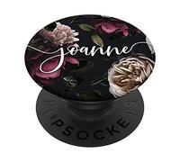 Joanne - Elegant Floral Rose & Peony Personalized Name PopSockets PopGrip: Swappable Grip for Phones & Tablets
