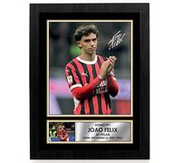 Joao Felix Signed Autograph Poster Print - AC Milan - Portugal Football Memorabilia - Gift for Fans & Collectors, A4 Poster + Gold Frame