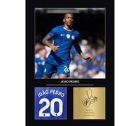 Joao Pedro Gift Signed A4 Print Display Unframed Chelsea FC Gifts For Boys Digitally Reproduced Signature Chelsea Gifts (Framed)