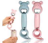 JOAOXOK 2Pcs Cute Rabbit Ear-Shaped Bottle Opener, Stainless Steel & Polypropylene, 4-in-1 Multifunctional Can Opener for Jelly Jars, Wine, Sauce Bottles, Beer