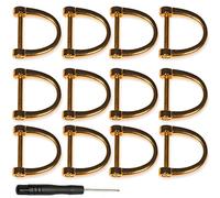 JOAOXOK D Ring Keychain,12pcs D-Rings Screw in Shackle Horseshoe U Shape D Ring for Key Holder Zip Puller Purse Replacement,Gold 1 inch D Ring f DIY Leather Craft Purse Keychain Accessories (Golden)