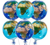 JOAOXOK Earth Balloons 6Pcs Foil Globe Balloons,Around The World Party Decorations,22 Inch World Balloon For Earth Day Travel Adventure Birthday Party,Around The World Decoration