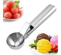 JOAOXOK Ice Cream Scoop,Stainless Steel Ice Cream Scooper with Trigger Release Perfect for Frozen Yogurt, Gelatos, Meatball Frozen and Sundaes,Silver Medium (A-Silver)