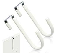 JOAOXOK Over Door Hook,2 Pack Over The Door Hooks for Bathroom, Living Room, Kitchen Hanging Clothes, Towels,White Soft Rubber Surface Prevents Scratches Hooks for Hanging