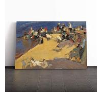Joaquin Sorolla Y Bastida at The Beach Canvas Print | Gallery Wrapped 30mm Frame Wall Art | 20x14 inches | Ready to Hang | Modern Seascape Picture | Living Room Bedroom Lounge Office