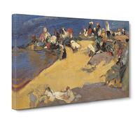 Joaquin Sorolla Y Bastida At the Beach Canvas Print | Gallery Wrapped 30mm Frame Wall Art | 24x16 inches | Ready to Hang | Coastal Seascape Picture | Living Room Bedroom Lounge Office