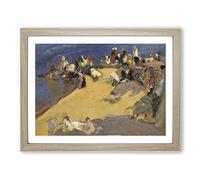 Joaquin Sorolla Y Bastida At the Beach Classic Painting Framed Print | A2 Oak Framed Wall Art | Ready to Hang | Classic Beach Picture | Living Room Bedroom Lounge Office