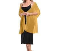 JOASDAO Chiffon Shawls and Wraps for Evening Dresses Sheer Womens Wedding Party Bridal Travel Scarf Pashmina Bikini Cover Up(Yellow,L)