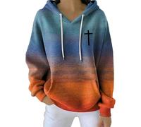 JOASDAO Christian Hoodies for Women UK Plus Size Autumn Winter Long Sleeve Warm Cozy Sherpa Lined Fleece Sweatshirts Novelty Color Block Patchwork Drawstring Hoody Sport Tops