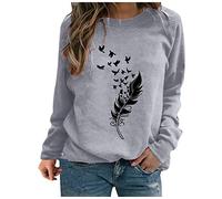 JOASDAO cotton casual long sleeve top women ladies lightweight thin fleece jumpers loose slouchy cute graphic pullover sweater tops