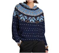 JOASDAO Fair Isle Jumpers for Women UK, Hoodie Jumpers for Women Ladies Vintage Knitting Patterns Nordic Icelandic Fairisle Sweater Autumn Winter Warm Fluffy Jumper Beige