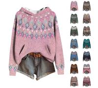 JOASDAO fair isle Jumpers for Women UK Knitting Patterns Nordic Icelandic Fairisle Jumper Autumn Winter Warm Fluffy fine Knit Xmas Jumpers for Women UK Orange