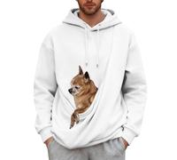 JOASDAO mens hoodie with small pet pouch autumn winter long-sleeved sherpa lined cat dog jumpers puppy holder hooded sweatshirts pet carrier warm hoodies for men