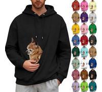 JOASDAO pet pouch hoodie mens autumn winter warm sherpa lined fleece hoodies for men plus size cat dog pouch puppy holder hooded sweatshirt with kangaroo pocket