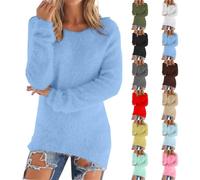 JOASDAO Plus Size Fleece Jumpers Ladies UK, Lightweight Eco-Friendly Fleece Jumper UK Loose Slouchy Solid Color Pullover Sweater Tops