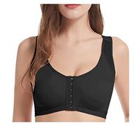 JOASDAO Post Surgery Bra for Women Compression Surgical Front Closure Sports Bras Breast Augmentation Mastectomy Post Op Bra(Black,XXL)