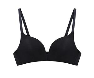 JOASDAO Push Up Bra for Women No Underwire Basic Everyday Classic Bras Soft Adjustable Deep U Convertible Low Cut Plunge Bras(Black,34)