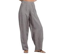 JOASDAO Women's Casual Baggy Harem Pants Plus Size Loose High Waist Wide Leg Lounge Trousers Solid Lantern Slacks with Pocket(Grey,XXL)