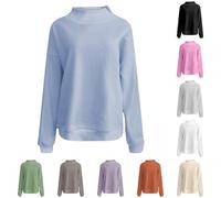 JOASDAO Women's High-Neck Sweatshirt, Turtleneck Sweaters for Women Ladies School Jumpers Oversized Long Sleeve Comfortable Colours Sweatshirts Going Out Tops For Women UK Sky Blue