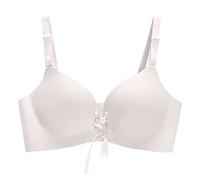 JOASDAO Womens Push Up Drawstring Bras Wirefree Cleavage Lace Up Bra Sexy Plunge Bras Padding Cups Lifting Bralettes Lingerie(White,32)