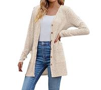 JOASDAO Women's Ribbed Knit Cardigans 2025 Fall Fashion Long Sleeve Lightweight Longline Waterfall Cardigan Sweater Tops Loose Fit Open Front Solid Color Casual Soft Knitwear Jumpers with Pockets