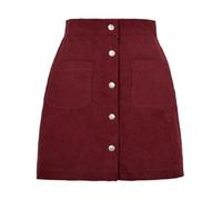 JOASIS Women's skirtsWomen's Corduroy Skirt High Waist Skinny Mini Skirt Button-Up Warm Skirt with Two Pockets for Autumn and Winter S-XL-Wine Red-S