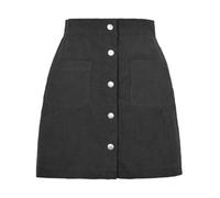 JOASIS Women's skirtsWomen's Corduroy Skirt High Waist Skinny Mini Skirt Button-Up Warm Skirt with Two Pockets for Autumn and Winter S-XL-Black-S