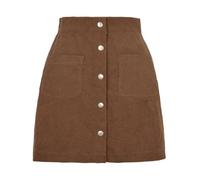 JOASIS Women's skirtsWomen's Corduroy Skirt High Waist Skinny Mini Skirt Button-Up Warm Skirt with Two Pockets for Autumn and Winter S-XL-Brown-S