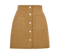 JOASIS Women's skirtsWomen's Corduroy Skirt High Waist Skinny Mini Skirt Button-Up Warm Skirt with Two Pockets for Autumn and Winter S-XL-Orange Color-XL