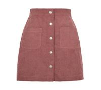 JOASIS Women's skirtsWomen's Corduroy Skirt High Waist Skinny Mini Skirt Button-Up Warm Skirt with Two Pockets for Autumn and Winter S-XL-Light Red-L