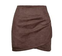 JOASIS Women's skirtsWomen's Skirts Women's High Waist Bodycon Skirts Slit Mini Skirts A-Line Skirts Suede Skirts-Brown-S