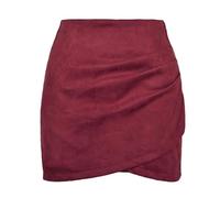 JOASIS Women's skirtsWomen's Skirts Women's High Waist Bodycon Skirts Slit Mini Skirts A-Line Skirts Suede Skirts-Wine Red-M
