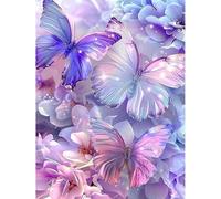 JOASURA Butterfly Diamond Art Kits for Adults,DIY Flowers Diamond Painting Round Full Drill 12x16in,5D Mosaic Diamond Gems Dots Art for Beginning Home Wall Decor
