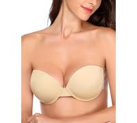 JOATEAY Adhesive Bra Backless Strapless Sticky Push Up Reusable Invisible Lift Padded Non-Slip, Light Nude, B