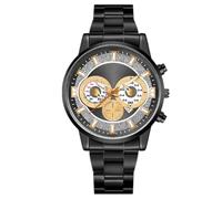 JOATVEE Fashion Men Chronograph Code Luminous Scale Date Analog Quartz Watch Stainless Steel Sport Watch, a