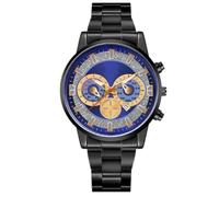 JOATVEE Fashion Men Chronograph Code Luminous Scale Date Analog Quartz Watch Stainless Steel Sport Watch, b