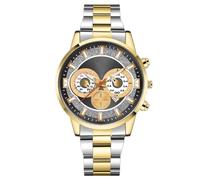 JOATVEE Fashion Men Chronograph Code Luminous Scale Date Analog Quartz Watch Stainless Steel Sport Watch, E