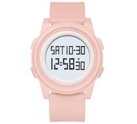 JOATVEE Fashion Multifunctional Luminous Simple Watch Men and Women Students Trend Sport Waterproof Drop-Proof Digital Electronic Watch, pink, Strap.