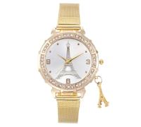 JOATVEE Fashion Women Watch Roman Numerals Quartz Watch Starry Sky Dial Leather Strap Waterproof Casual Watch, Tower