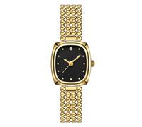 JOATVEE Gold Watches for Women Retro Analog Quartz Wrist Watch Small Square Elegant Luxury Bracelet Ladies Watch, Black, bracelet