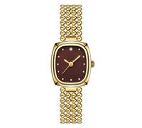 JOATVEE Gold Watches for Women Retro Analog Quartz Wrist Watch Small Square Elegant Luxury Bracelet Ladies Watch, mocha