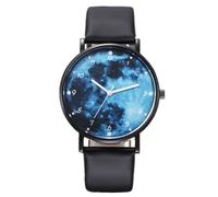 JOATVEE Men's Belt Watch, Starry Sky Digital Earth Analog Space Quartz Watch Men Casual Fashion Watch, Blue Sky