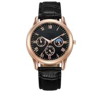 JOATVEE Men's Chronograph Watch Waterproof Business Casual Sport Leather Strap Analog Quartz Wrist Watch for Men, Black