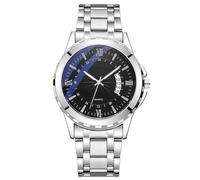 JOATVEE Mens Classic Casual Quartz Waterproof Stainless Steel Band Big Face Roman Numerals Date Analog Business Watch, Black, bracelet