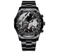 JOATVEE Men's Quartz Watch Round Concept Large Dial with Date Analogue Watch Classic Casual Watch with Stainless Steel Strap, black, Bracelet