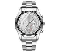 JOATVEE Men's Quartz Watch Round Concept Large Dial with Date Analogue Watch Classic Casual Watch with Stainless Steel Strap, silver, Bracelet