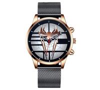 JOATVEE Mens Watch Big Surface Spider Analog Watch Quartz Watch with Stainless Steel Mesh Band, pink gold