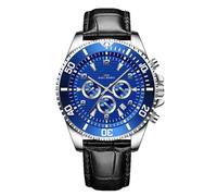 JOATVEE Men's Watch Luxury Chronograph Business Quartz Analog Watch with Luminous Hands and Calendar Waterproof Dress Watch Leather Strap, blue
