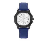 JOATVEE Men's Watches Analog Sport Waterproof Quartz Watch Casual Silicone Band Square Dial Watch, White-blue, Strap