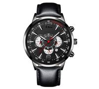 JOATVEE Men's Watches Calendar Watch Men's Analogue Quartz Wrist Watch with Luminous Hands Chronograph Dial Leather Strap Wristwatches with Gifts for Men, a, Strap.